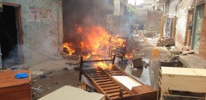 Fire following rioting in Jaranwala